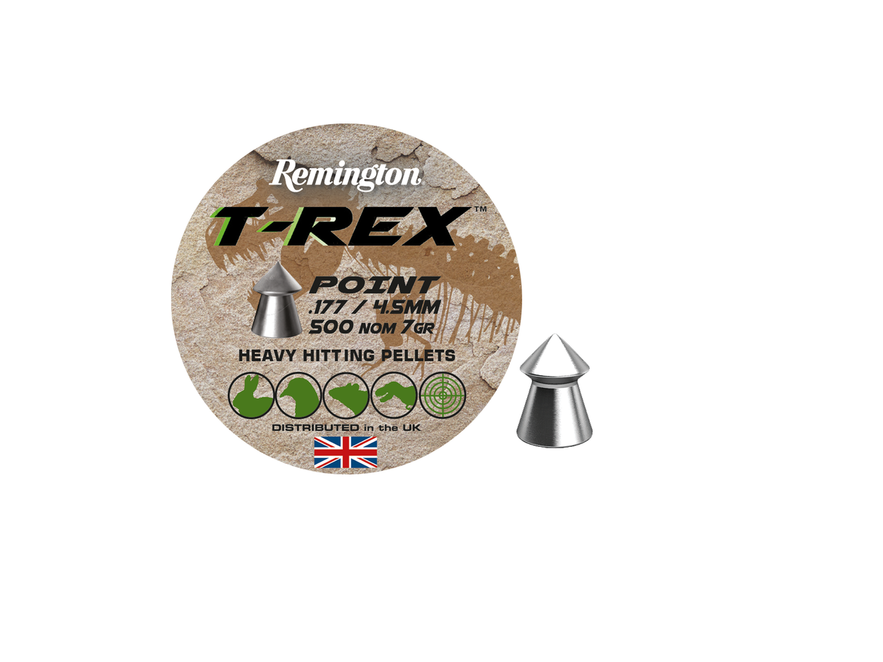 T Rex Point Reyes Remington T-Rex Point Pellets, 4.5mm, 7 grs, 500 pcs